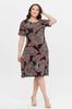 Women's Big Size Dress Floral Patterned Viscose Basic Short Sleeve Dress