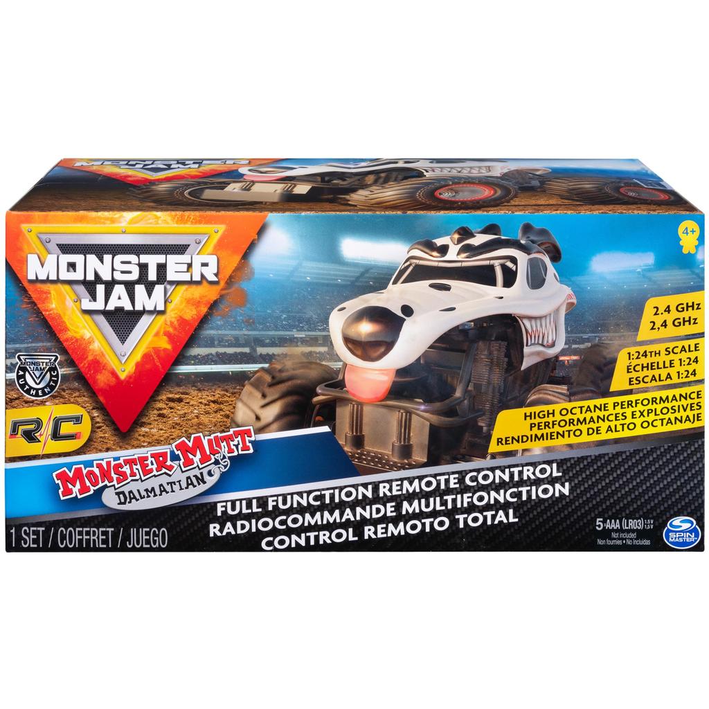 Official Monster Jam Monstermat Dalmatian Remote Control Monster Truck for Boys and Girls, 1:24 Scale, 2.4GHz, Ages 4-6+