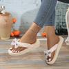 Dekoration Lässige Flache Hausschuhe Schuhe für Damen Pantoletten Neue Sommer-Hausschuhe Outdoor Strand Flip-Flops Niedliche Blume Schleife