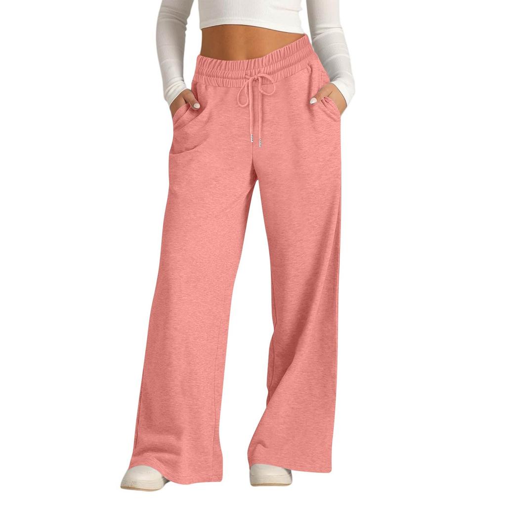 Women's Pants Fashion Casual Pants Solid Color Drawstring High Waist Pants With Pockets