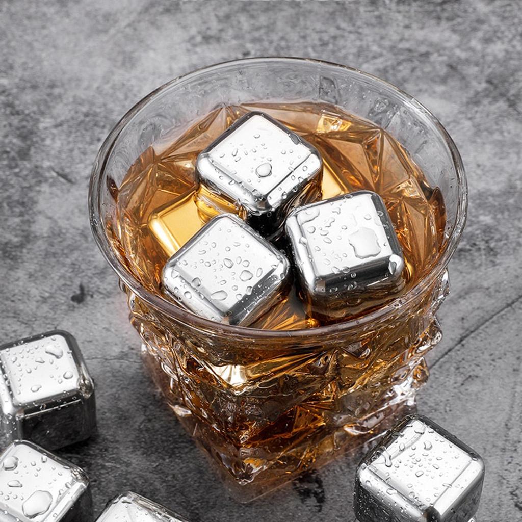 Whiskey Stones Gift Set, 8-Pack Food Grade Stainless Steel Reusable Ice Cubes, No Dilution Chilling for Drinks, Maintains Flavor and Strength