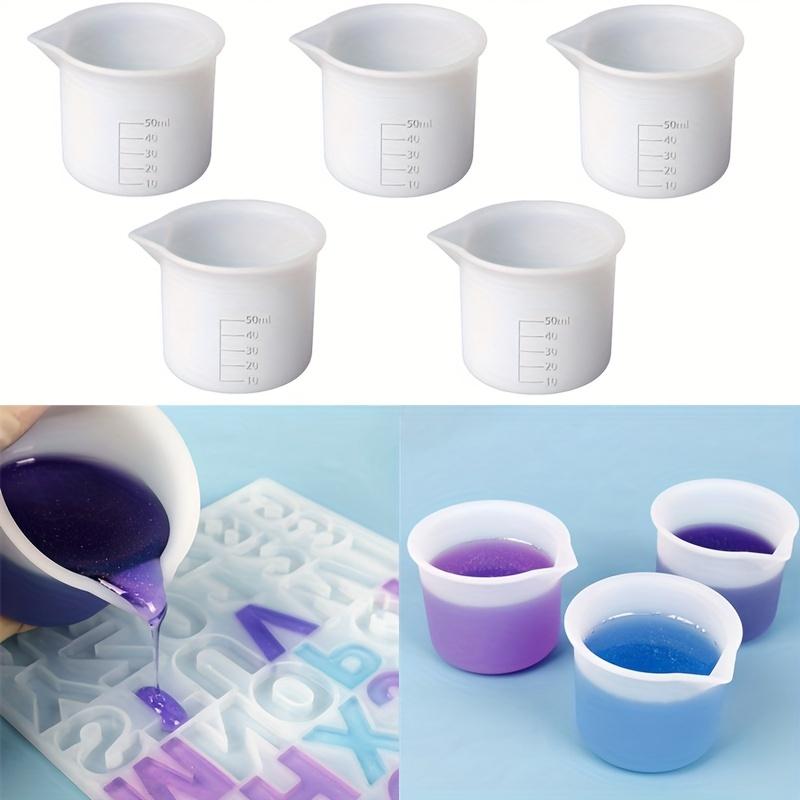 

5Pcs Set 50ml Silicone Measuring Cup Tools Round Silicone Mold Clear Graduated Epoxy Split Cup DIY For Casting Resin Mold Art Ki