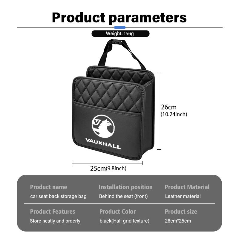 Leather Car Seat Storage Bag Chair Back Water Cup Tissue Box For Vauxhall VXR8 Astra Zafira Vectra Tigra Corsa D G J H