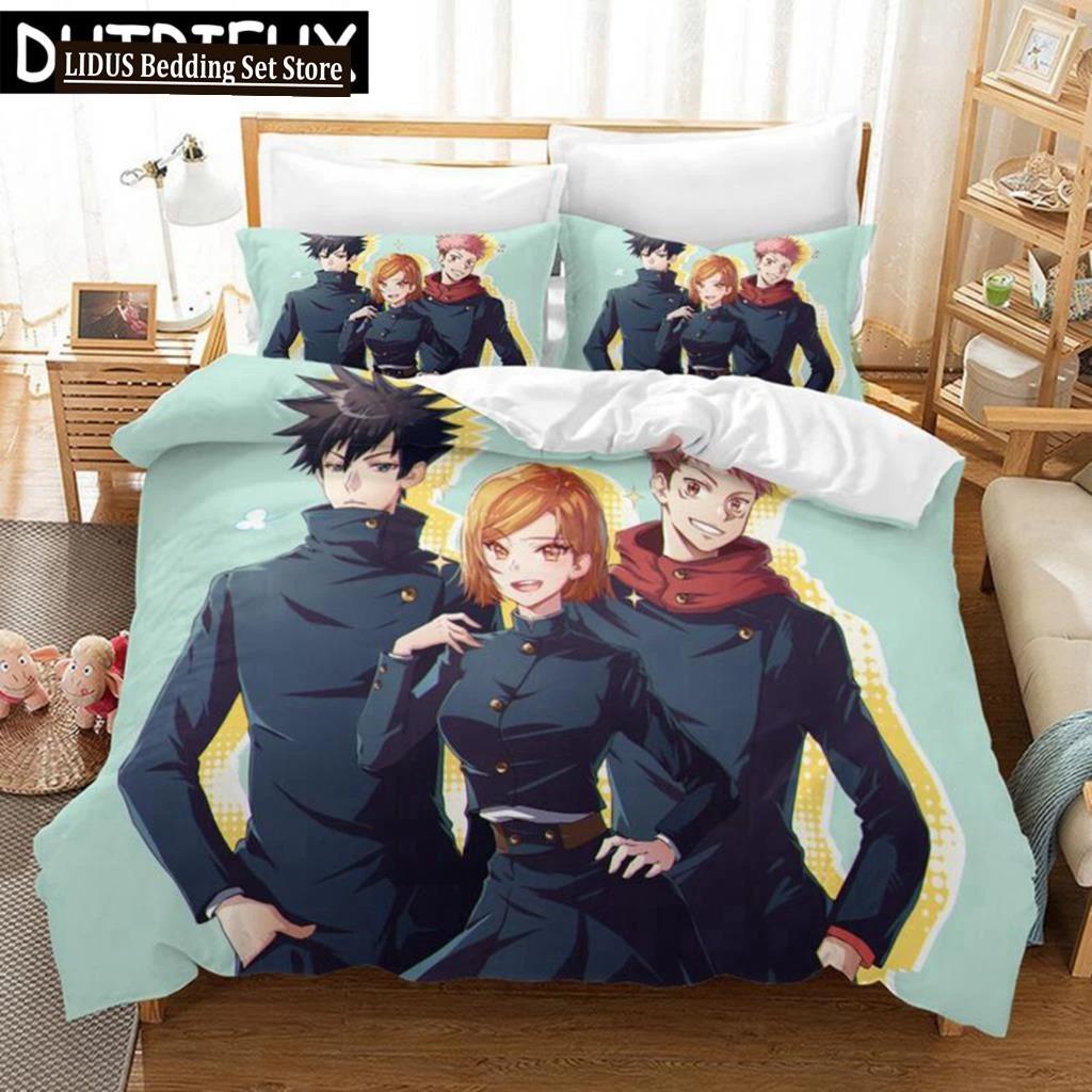 Jujutsu Kaisen Japan Anime 3D Printed Bedding Set King Duvet Cover Pillow Case Comforter Cover Bedclothes Duvet Covers