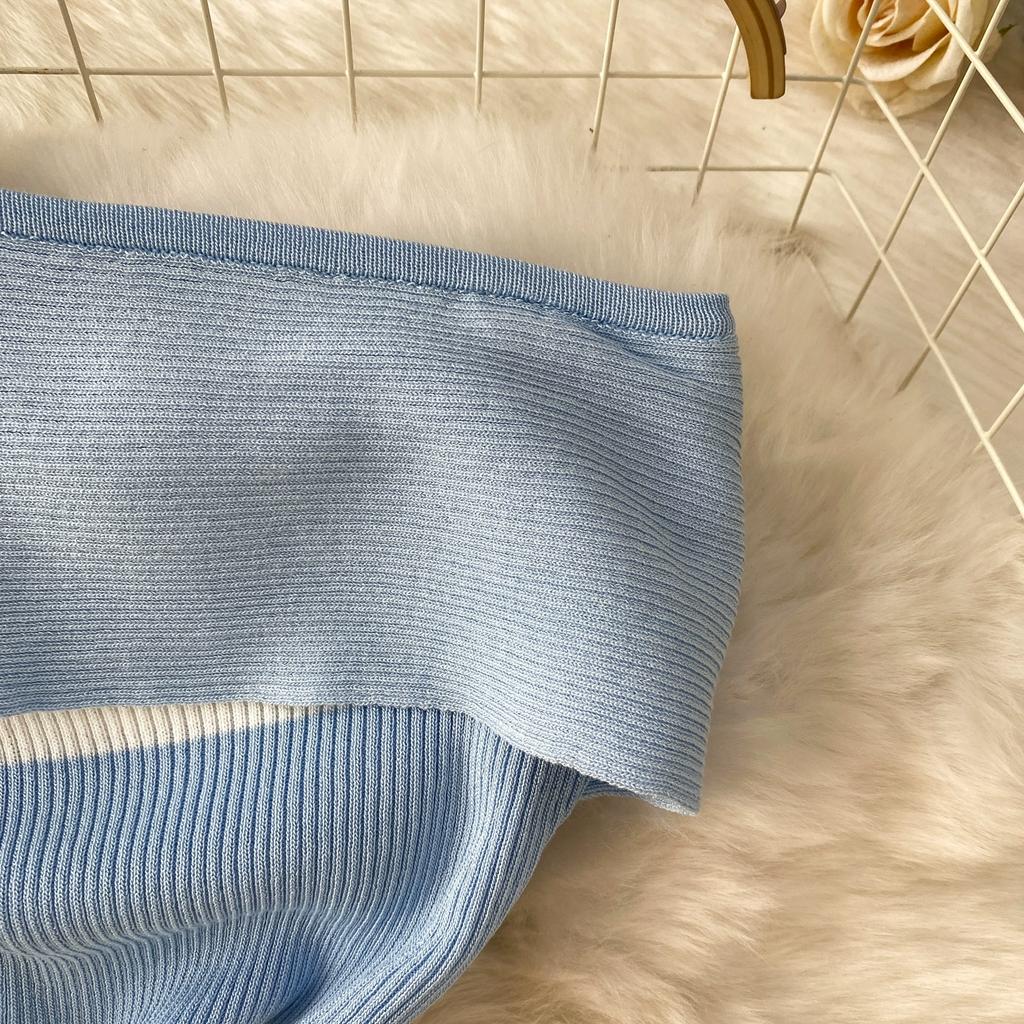 Summer Women Sexy One Shoulder Striped Knitted Office Work Sweater Sheath Dresses