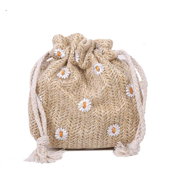 

Women Summer Beach Shoulder Bags Straw Weave Bucket Bags Rattan Handbags Totes Casual Handbags Retro Mini Shoulder Bag One Size хаки