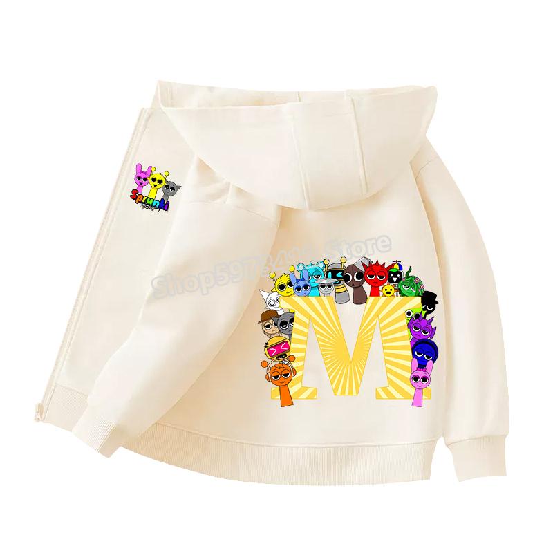 Kids Clothing Gift Child Cardigan Jacket Anime Cartoon A-Z Letter Windbreaker Hooded Girl Clothes Casual Thin Tops Coat