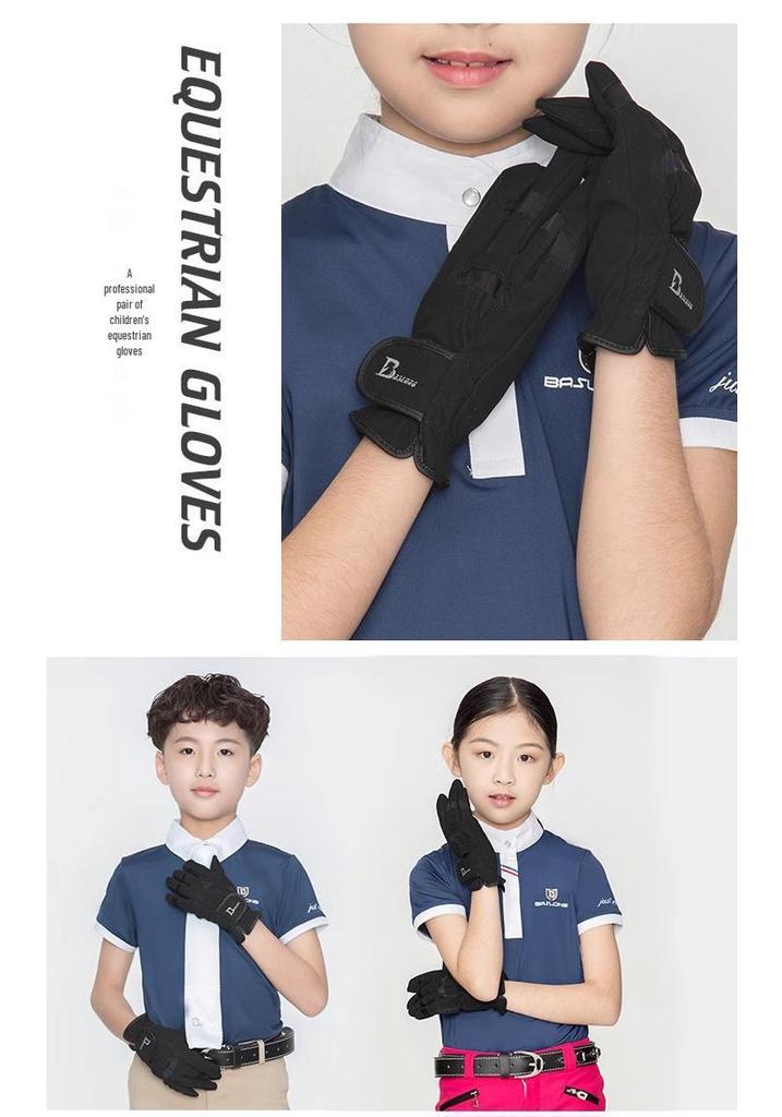 Kids' Four Seasons Equestrian Gloves - Non-slip, Wear-resistant, Unisex Horse Riding Gear in White
