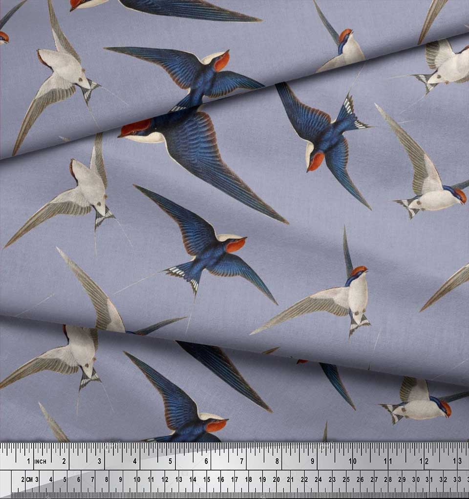 Soimoi Černá japonská krepová saténová tkanina létající datel pták tištěná řemeslná tkanina v metrech 42 palců