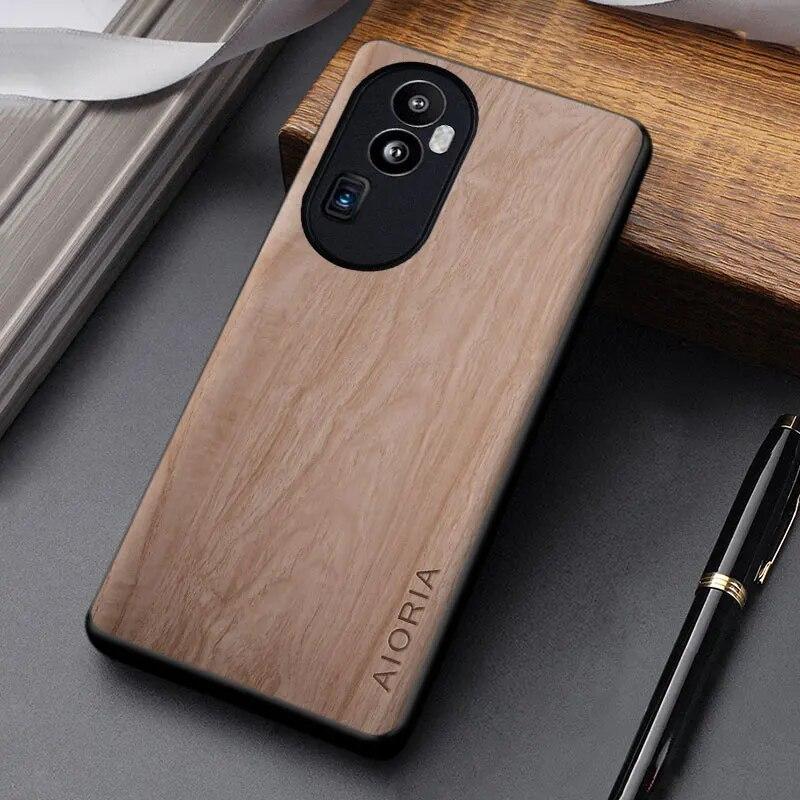 Case for Oppo Reno 10 Pro Plus Funda Wooden Bamboo Pattern PU Leather Cover for Oppo Reno10 Pro Case Coque