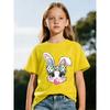 European Size Childrens Round-neck Short-sleeved T-shirt with Rabbit Pattern Print