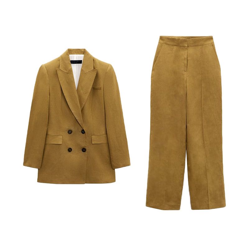 Early Autumn New Arrival Linen Blend Straight-leg High-Waisted Trousers 2753031 Double Breasted Suit Outwear 2753231