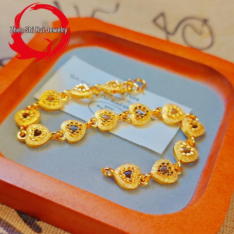 

Вьетнамский золотой филигранный браслет-сердце для женщин - Высококлассная нишевая бижутерия