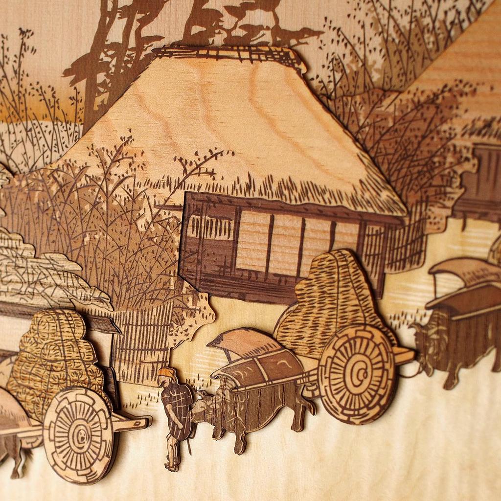 KINOWA Hashirii Wood Collage Original DIY Kit Hiroshige Stations of the Made in Japan "Otsu Chaya" Ukiyo-e Fifty-three Tōkaidō
