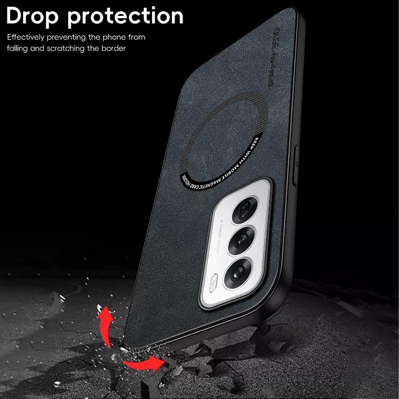 For OPPO Reno 12 12 Pro Fine Hole Sheepskin Magnetic TPU Soft Edge Anti-Drop Anti Fingerprint Phone Case