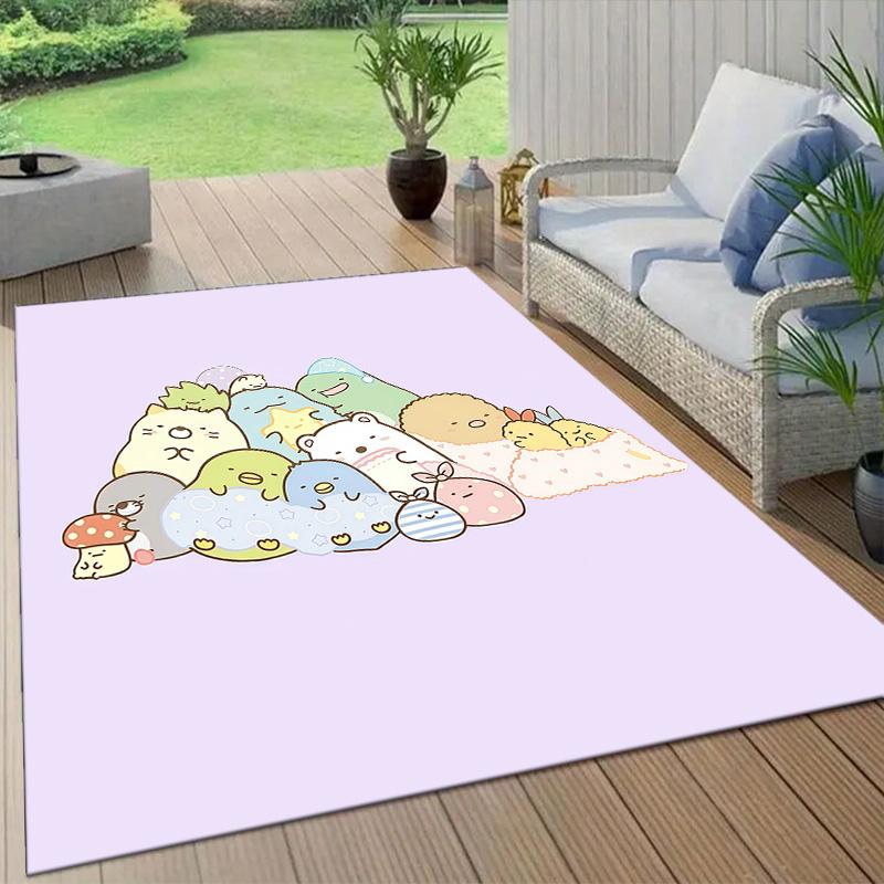 Sumikko Gurashi2 Flannel Pattern Square Carpet,Area Rug,Carpet Rug for Living Room Bedroom Sofa Playroom Decor,Non-slip Floor Mat