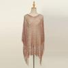 Tassel Sunscreen Cover-up Loose Fit Knit Hollow Out Top Simple Fishnet Swimsuit Cover Up  Vacation
