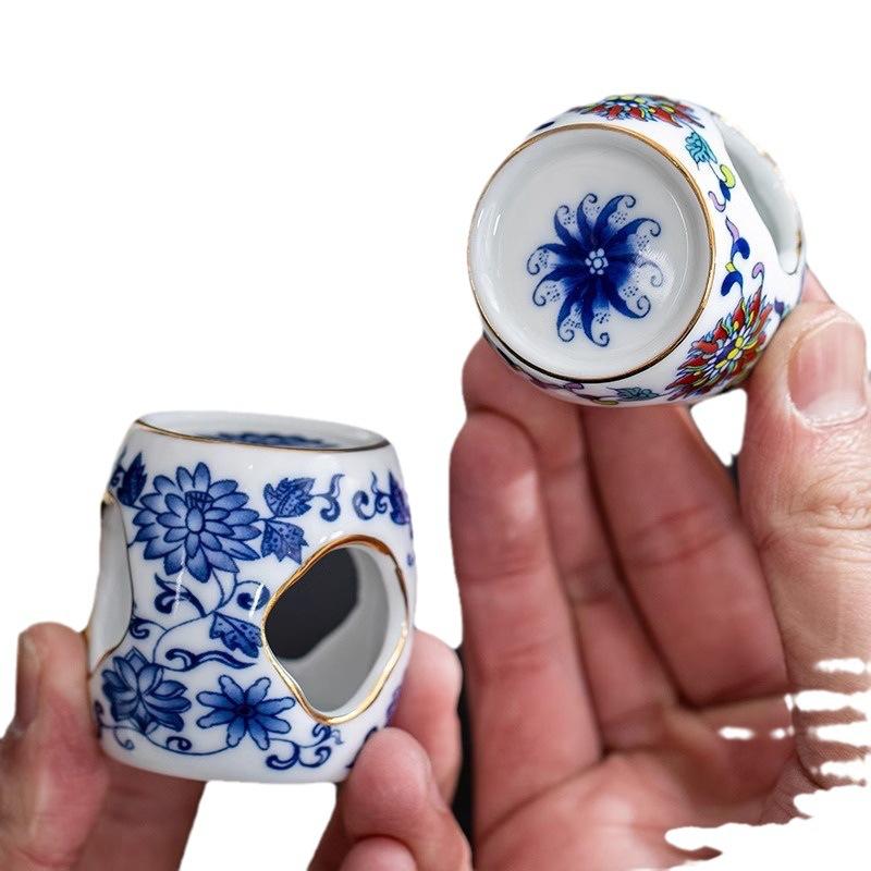 Retro blue and white porcelain tea set cover antique ceramic pot bearing cover support white porcelain tea set