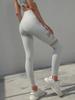 White Nude High Waist Breathable Mesh Yoga Leggings - Women's Tight Fitness Pants