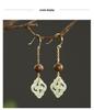 Handmade Chinese-Style Hetian Jade & Agarwood Earrings with Ear Hooks - Versatile Design for Women