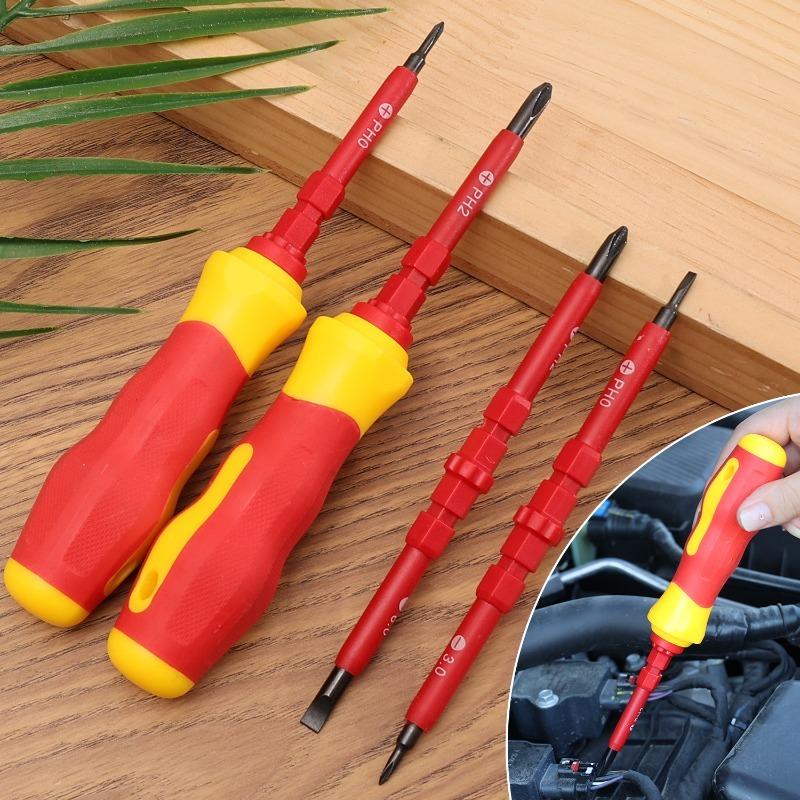 Mehrzweckschraubendreher 3 in 1 Isolierter Schraubendreher PH0 PH2 Elektriker Schlitz Kreuzschraubendreher Bit Werkzeuge Autowerkzeugsatz