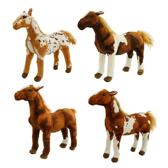 Simulation Plush Horse Toy Stuffed Pony Plushie Year of Horse Mascot Doll Educational Toy Home Bedroom Decoration Holiday Gift