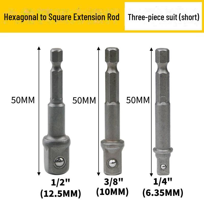 Hexagonal To Square Head Drill Adapter Rod Set - Large, Medium, Small Fly Conversion