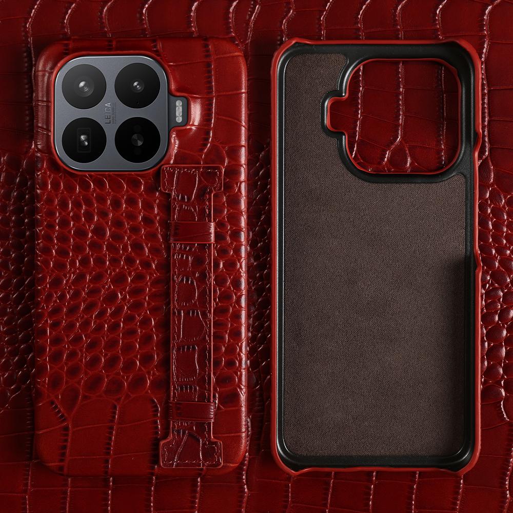 S řemínkem na zápěstí Luxusní pouzdro z pravé kůže pro Xiaomi 17T Pro 15 17 Ultra 15T 14T 13T 12S 15S Pro Vzor krokodýla Funda Para