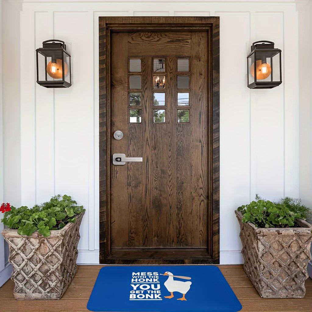 Goose Game Style Non-Slip Polyester Doormat - "Mess with The Honk" Bath and Living Room Rug, Indoor/Outdoor Entryway Mat