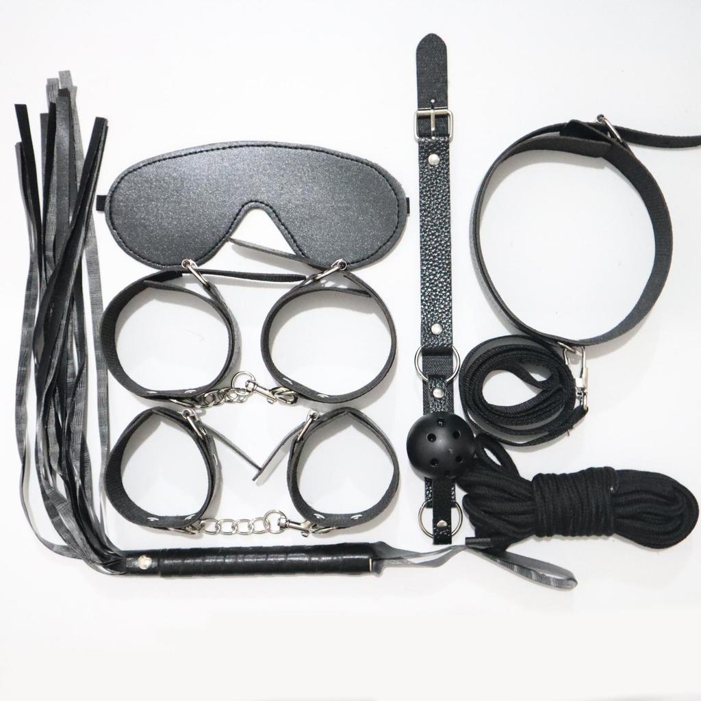 10-Piece Leather Bondage Set: Handcuffs, Collar & More for Couples