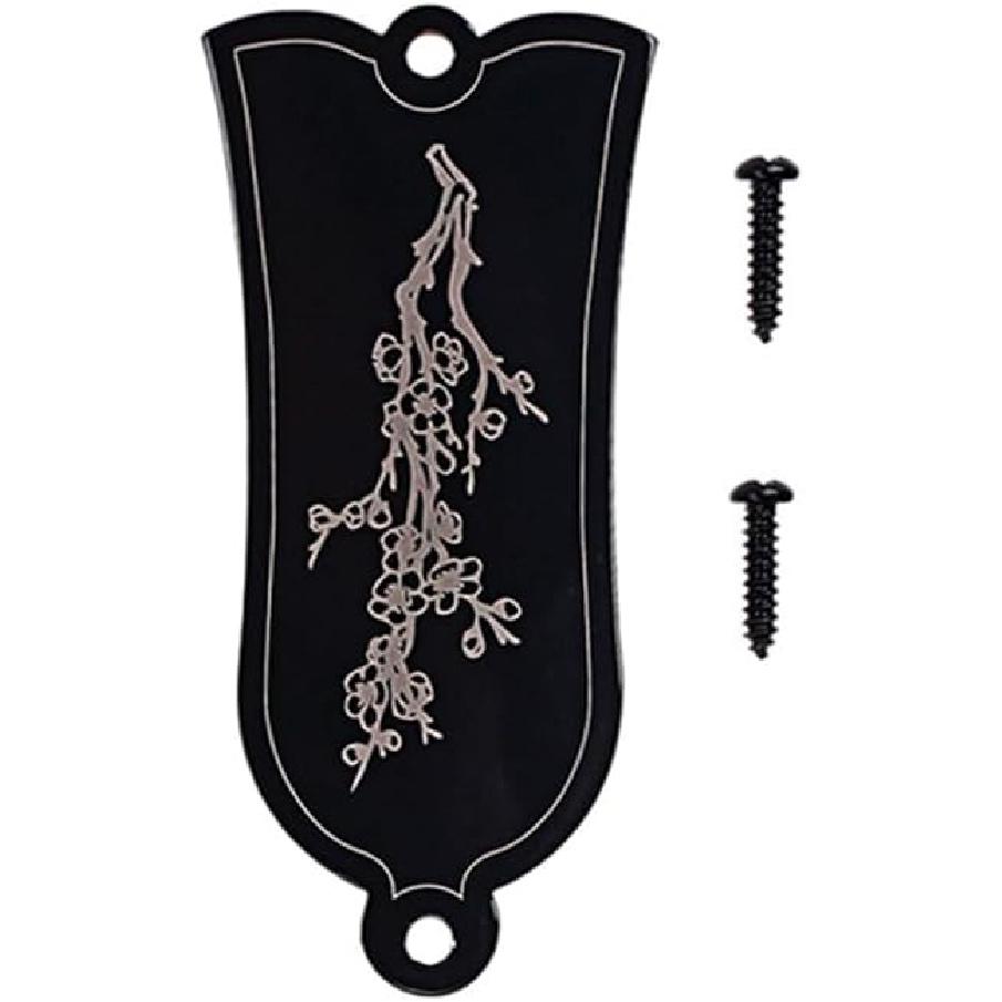 SUPVOX Black Bell-Shaped Truss Rod Cover with Tree Pattern for Electric Guitar, 2 Holes, Metal, Easy to Install with Screws, 2.30 * 1.06 * 0.05 Inch
