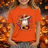 Kids Halloween Printed Short Sleeve T-Shirt, Round Neck Loose Fit Top for Boys Girls Casual Wear