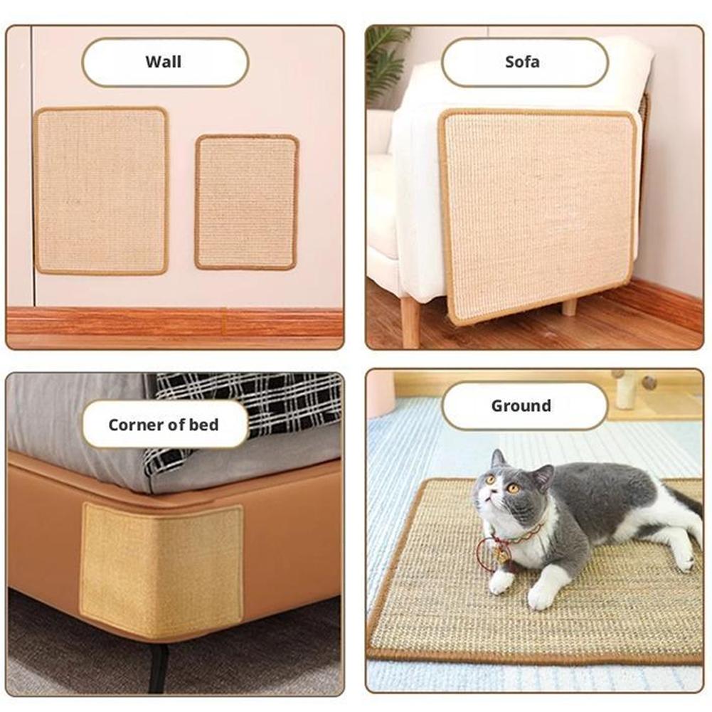 Cat Scratcher Sisal Hemp Cat Scratch Board Sofa Wall Pad Furniture Protective Scratching Mat For Cat Paw Training
