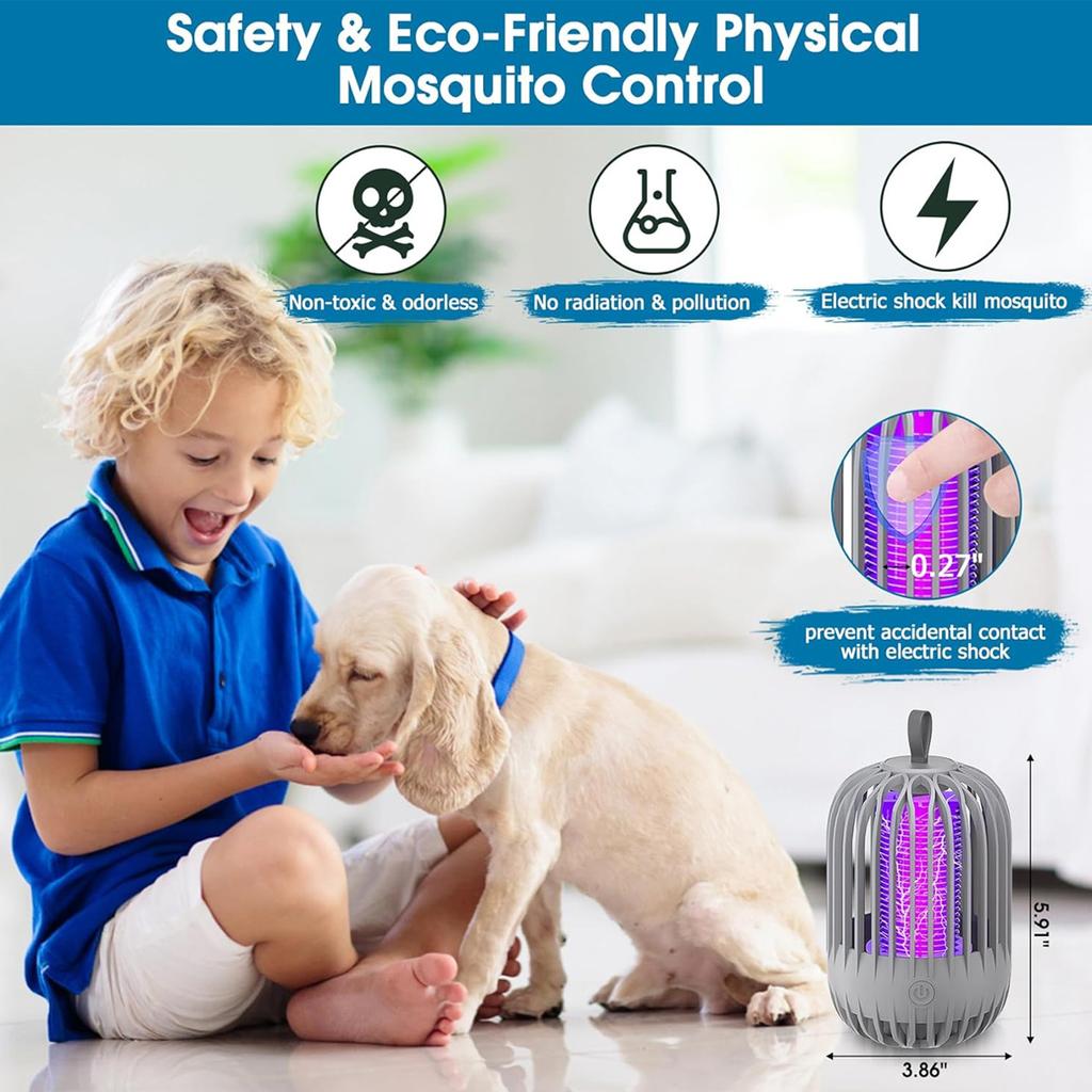 2-in-1 Camping Mosquito Killer Lamp Portable USB Rechargeable Bug Zapper Tent Light For Outdoor