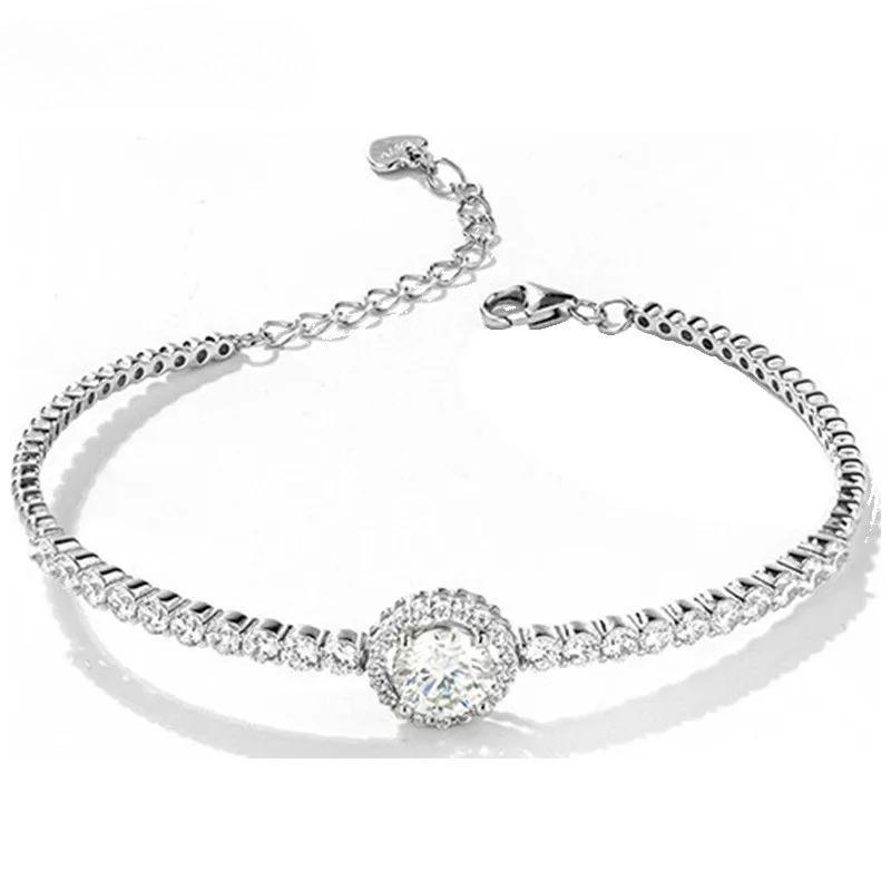 High Sterling Silver Solid Bracelet 0.5 Carat Moissanite Women Girls Bracelet Suitable for Birthday Party Gifts Luxury Jewelry