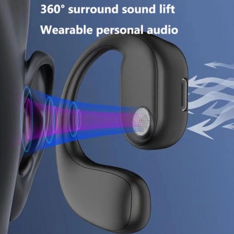 180° Rotating Hifi Stereo Waterproof Wireless Bluetooth Air Conduction Earphone Single Earhook Wear Noise Reduction Earbud With