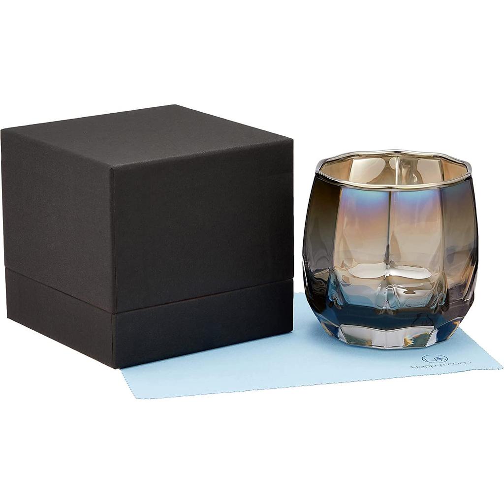 PROGRESS Rocks Glass, Titanium Mirror, Made In Japan, Perfect for Whiskey and Wine, Enhances Smooth Drinks, Includes Cleaning Cloth (Vertex Infinite)