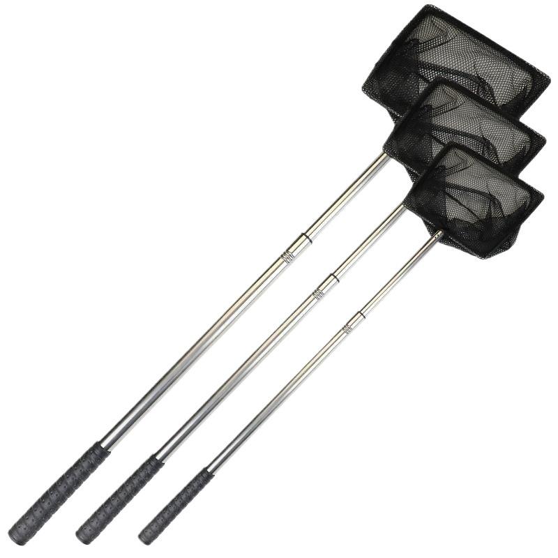 Telescopic Stainless Steel Fishing Net with Soft Mesh and Long Handle - Large Size, Safe for Fish, Ideal for Children.