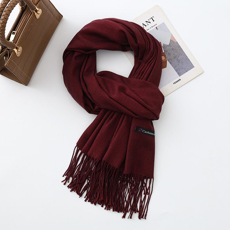 Cotton Solid Color Scarf for Women Winter Warm Wool Cashmere Scarf Autumn and Winter Women's Shawl Scarf Korean Style Atmosphere