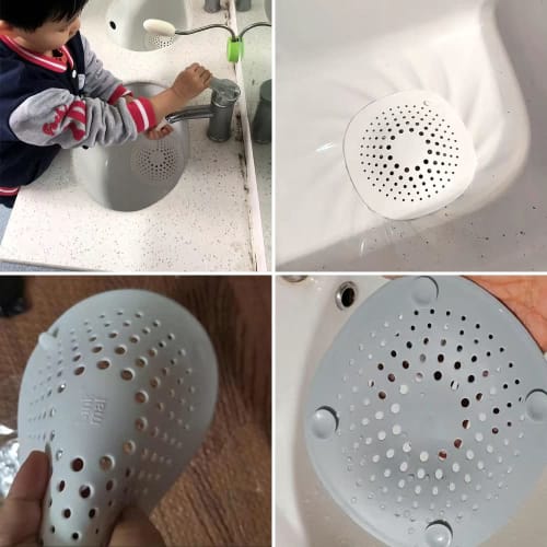 Drain Cover Hair Catcher [Set of 2, Gray and White] Lid, Filter, Rubber Floor Drain, Bathtub Drain, Hair Catcher, Drain Net, Garbage Stopper, Garbage