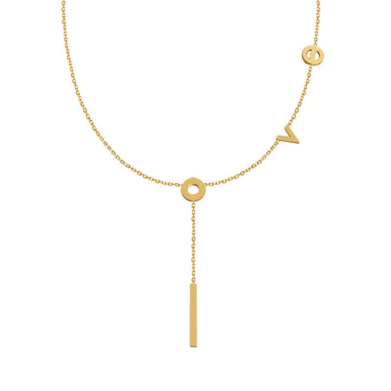 Korean 18K Gold Plated Titanium Love Pendant Necklace for Women - P025