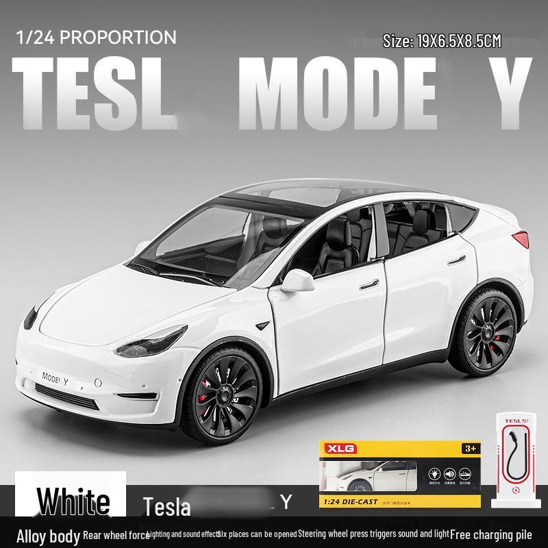 XLG1:24 Tesla Model Y Alloy Car Simulation Sedan Ornament Toy for Children.