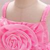 Toddler Princess Dress with 3D Rose Flowers and Shiny Satin Puff Sleeves