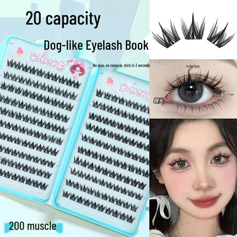20-Row High-Capacity No-Glue Eyelash Book: Fox, Dog, and Nine-Tailed Rabbit Series Mixed False Lashes.
