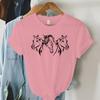 Harajuku Mode T-Shirt Druck Weiß Schwarz Pferd Grafik Damen T-Shirt Kurzarm Weiblich Sommer Pferd Lässig Locker T-Shirt