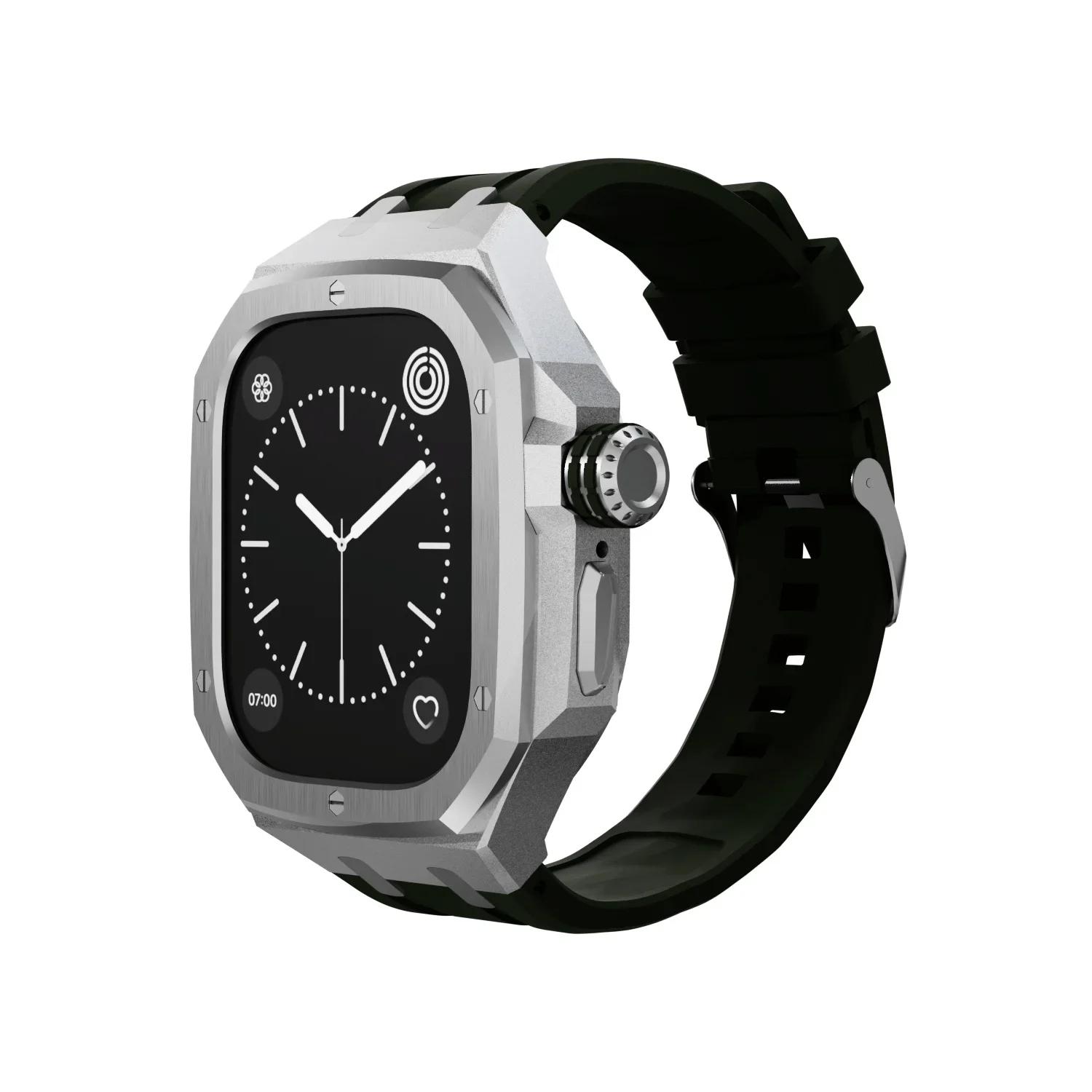 

Роскошный Комплект Модификации Корпуса из Нержавеющей Стали для Apple Watch Ultra 2/Ultra 49MM Жидкий Силиконовый Ремешок для IWatch Серии 49Mm Аксессуары For 49MM Ultra 1 2