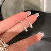 Silver Frosted Teardrop Stud Earrings - Women's Light Luxury Retro Jewelry