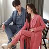 Couple Nightgown Women'S Spring And Autumn Cotton Long-Sleeved Bathrobe Pajamas Men'S Autumn Long Yukata Loungewear Three-Piece Set