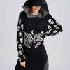 Large-sized Women's Autumn and Winter Top In Hooded Sweater, Knitted Skull Sweater