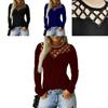 Stylish Women's Hollow Long Sleeve T-shirt For Casual Chic V-neck Pullover Top